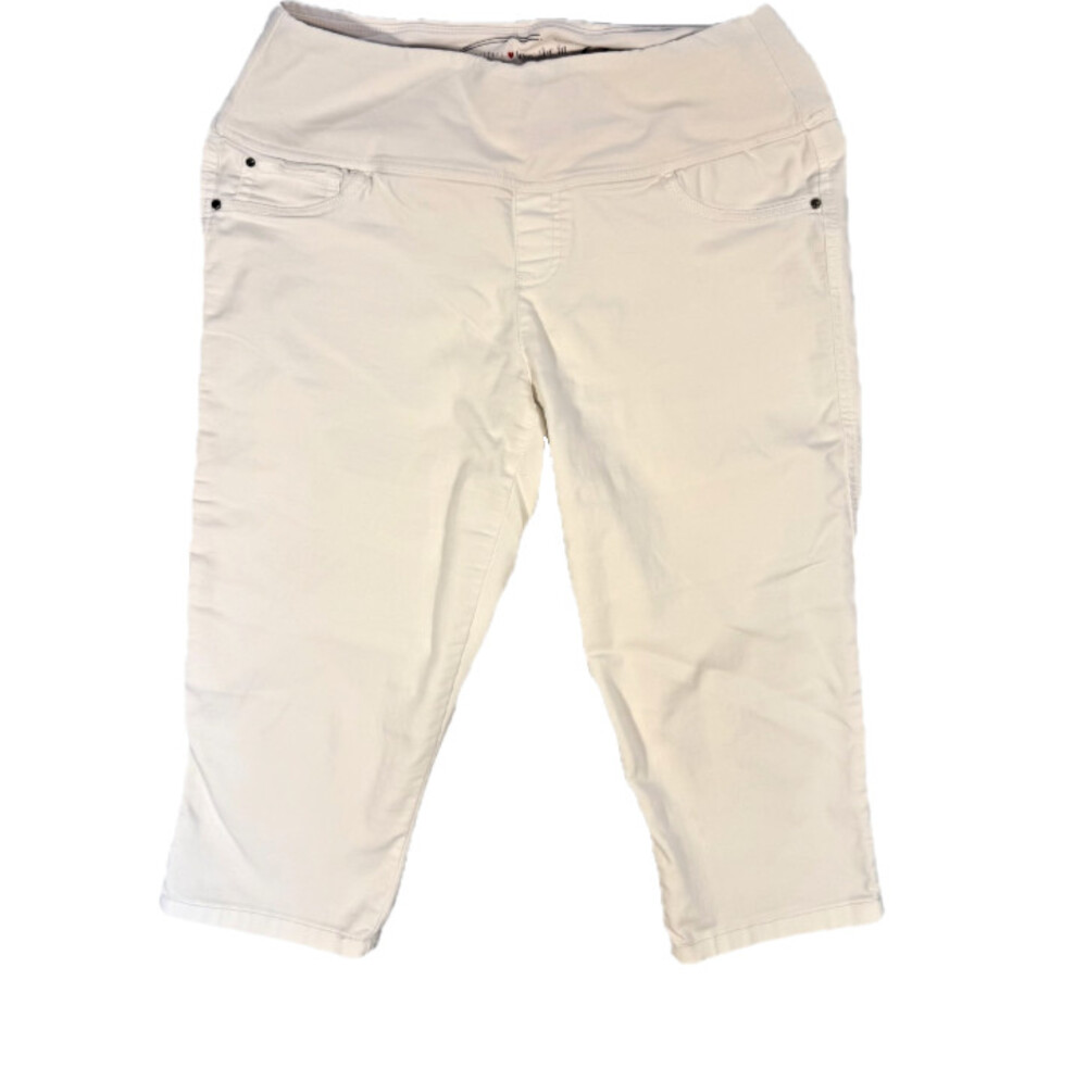 Intro White Capri Pants Women's 10P Pullon 2-Back Pockets Faux Front Pocket